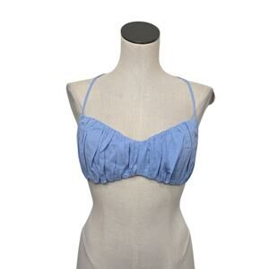 NWT Revolve Rumer‎ the Label Camille Crop Top Size Medium Blue Strappy Ruched